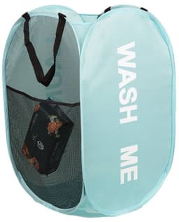 Wasmand opvouwbaar - 75L - Ademend polyester mesh - Met handvatten - blauw — thumbnail 1