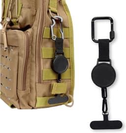 SnelShoppen - Uittrekbare Telefoonbescherming met Carabiner, Diefstalbeveiliging met Stalen Kabel voor Buitenactiviteiten, Winkelen, Fotografie en Dag — thumbnail 1