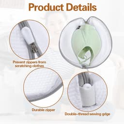 SnelShoppen - Pack van 4 Wasmachine BH Wasnetten - Polyester Waszak met Rits - Beschermt Gevoelige Kleding - Wit en Grijs - Voor Delicate Was — thumbnail 5
