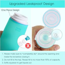 Reisflessen voor toiletartikelen, 90 ml reiscontainers voor toiletartikelen, lekvrije BPA-vrije CAA goedgekeurde knijpbare siliconen buisjes reisaccessoires met etiketten groen — thumbnail 5