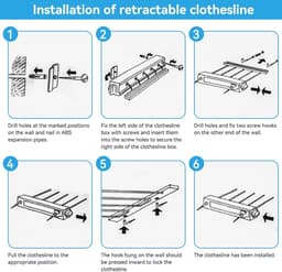 SnelShoppen - Compacte Waslijn 3.2m Automatische Retractable Waslijn met 4 Lijnen, Uittrekbare Wanddroger voor Binnen en Buiten, Ideaal voor Tuin en C — thumbnail 5