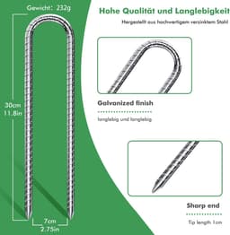 Omgoods - Set van 12 U-vormige Grondpinnen voor Tent of Camping — thumbnail 3