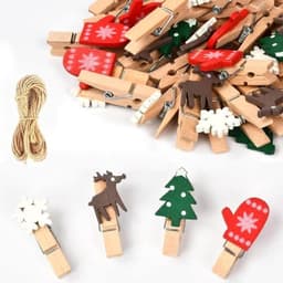 100 stuks houten wasknijpers voor feestdagen, kleine knijpers voor foto's en adventskalender — thumbnail 1