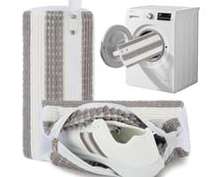 Schoenwaszak - Sneaker waszak - 2 stuks - Waszak voor schoenen - Herbruikbaar - Wasnet Voor Schoenen - Wasmachine&Droger - Schoenen Waszak - Voor Sneakers en Tennisschoenen - Netje Anti-Vervorming - Grijs/Wit
