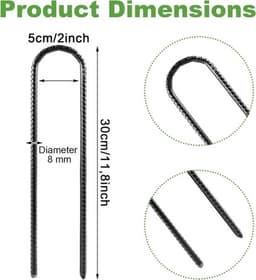 12 stuks grondankers voor trampoline en tuinhekken, 30 cm lang, schroefdraaddiameter 8 mm — thumbnail 2
