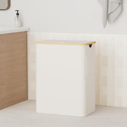 Wasmand met deksel - Kleding organizer - Kleding sorteren - Drie uitneembare vakken - 158 liter - Beige — thumbnail 2