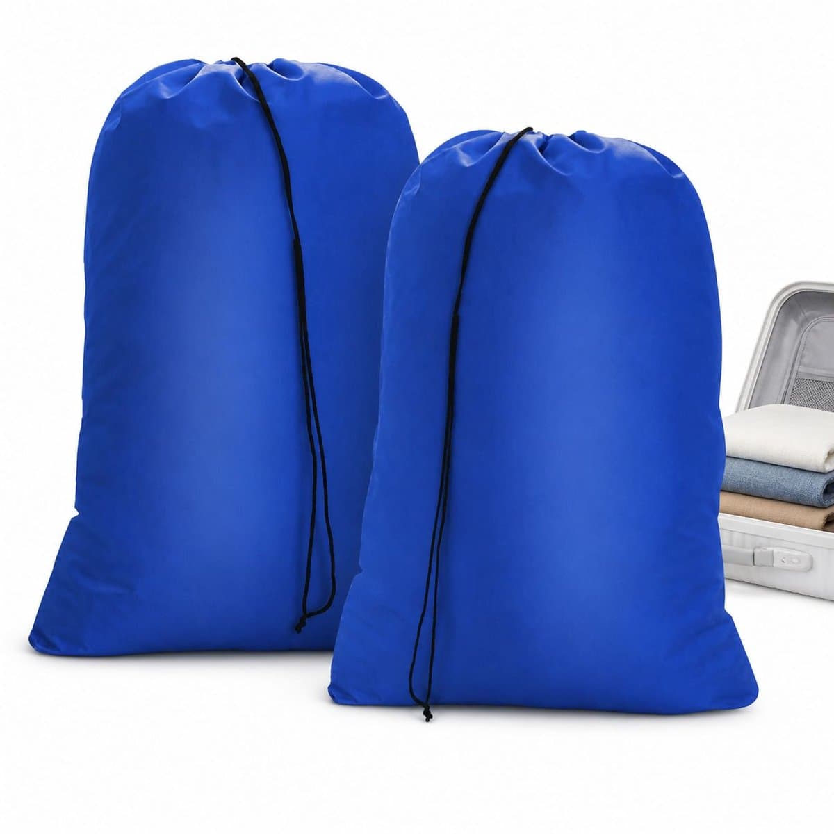 VHV - Waszak Set van 2 - Opvouwbare Waszakken 50 x 60 cm met Trekkoord - Blauw voor Reizen en Studentenkamer — afbeelding 1
