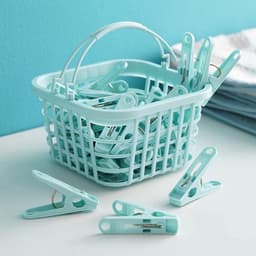 Wasknijpers mand - 30 kunststof wasknijpers - antislip - kleurecht - sterke klemkracht - kleding - sokken - poppen - levensmiddelen - foto's - groen. — thumbnail 5
