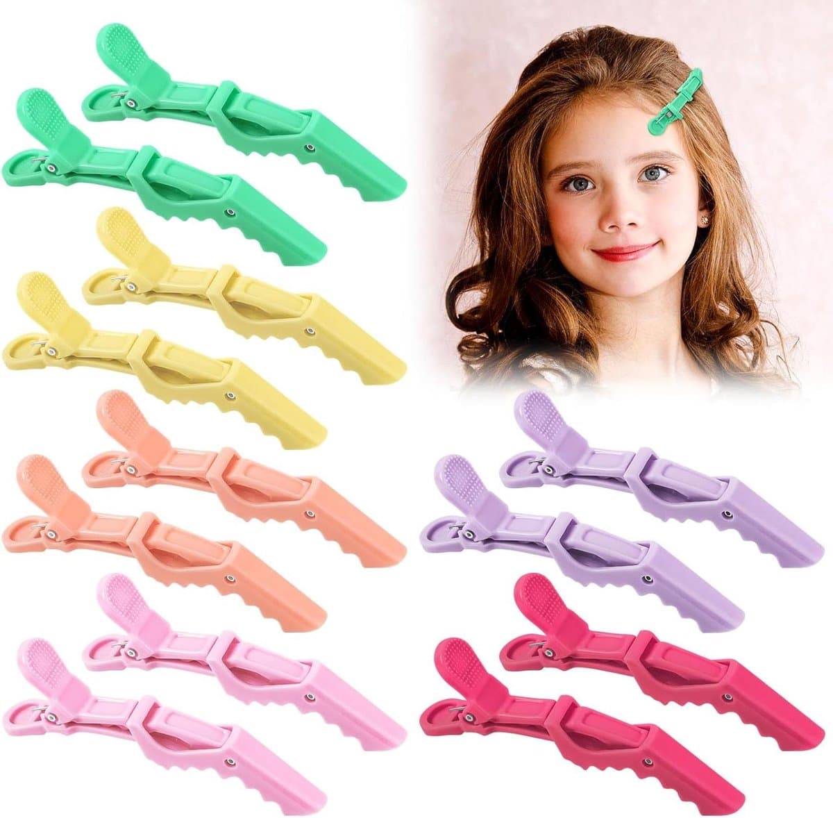 Haarspelden Set - Kappersklemmen - Haar Stylen - Dubbele Scharnieren - 12 Stuks - Bonbonkleur — afbeelding 1