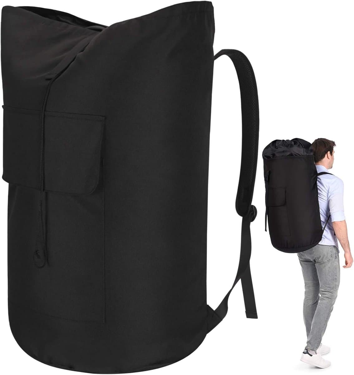Waszak voor op reis, vuile was, XXL, 115 liter, waszak met 2 gevoerde schouderbanden, waterdichte waszak, opvouwbare opbergzak, dagrugzak, plundry bag — afbeelding 1