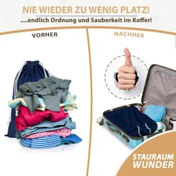 SnelShoppen - Set van 2 Extra Grote Waszakken 50x75 cm van 100% Katoen, Duurzaam met Trekkoord, Donkerblauw, Ideaal voor Reis en Thuisgebruik — thumbnail 2