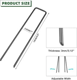 SnelShoppen - 20 Stuks U-vormige Tuinankers voor Bevestigen van Wietdoek, Gronddoeken, Zwart, Gegalvaniseerd Staal, 150mm x 25mm, Roestvrij, Herbruikb — thumbnail 4