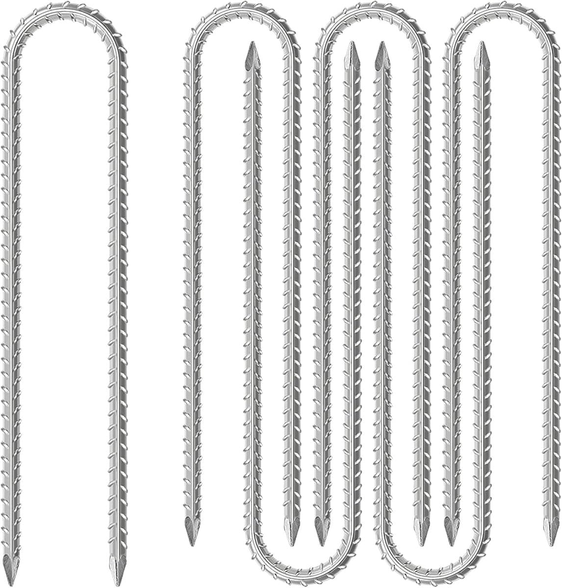 SnelShoppen - 6 Stuks 30 cm U-vormige Grondpalen, Bouwankers met Beitelpunt, Roestbestendig Staal voor Hekken, Tenten, Luifels, Schuren en Schommels — afbeelding 1