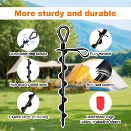 SnelShoppen - Sterke Heavy Duty Grondanker Set van 4, Volledige Schroef Grondankers met Verstelbare Riemen voor Tuin, Camping en Feesten — thumbnail 2