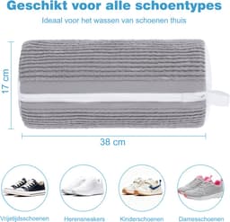 YONO Waszak voor Schoenen - 2 Stuks - Schoen Waszak Wasmachine - Waszak Sneakers - Herbruikbare Schoenenwaszak - Microvezel Reiniging - Grijs — thumbnail 5