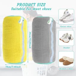 Thijox - Waszak voor schoenen op reis, Schoenentas voor Wasmachine, 2 Stuks, Polyester, Geel en Grijs, Perfect voor Sneakers, Camping en Sport — thumbnail 4