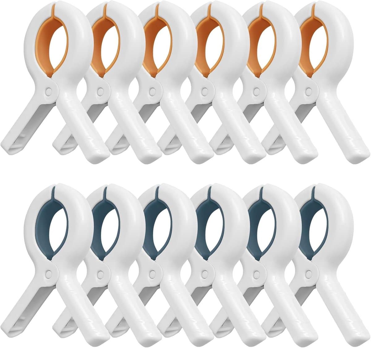 12-pack - Winddichte kledingclips - Handdoekclips voor strandstoelen - Winddichte kledingclips voor balkons - Handdoekclips - Groot formaat - Stevig en duurzaam - Blauw - Oranje — afbeelding 1