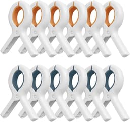 12-pack - Winddichte kledingclips - Handdoekclips voor strandstoelen - Winddichte kledingclips voor balkons - Handdoekclips - Groot formaat - Stevig en duurzaam - Blauw - Oranje — thumbnail 1