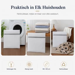 waszakken voor huisdieren - 60×60 cm -Beschermt Wasmachine -Honden & Katten — thumbnail 2