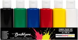 Stoffverfset, wasbestendig, voor lichte stoffen, ideaal voor het schilderen van T-shirts, doe-het-zelf tassen, kussens, 6 kleuren x 60 ml — thumbnail 2