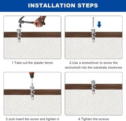 60 Stuks Gipsplaatpluggen, Gipsplaatpluggen met 60 Stuks Schroeven, Gipsplaatpluggen, Pluggen voor Gipsplaat, voor Bevestiging In Stenen, Beton, Gipsplaat — thumbnail 4