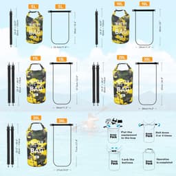 pakzak, drijvende droogrugzak, strandtas, lichte droogzak voor strand, boottochten, vissen, kajakken, zwemmen, rafting, camping, 5 l, 10 l, 15 l, 20 l, 30 l — thumbnail 3