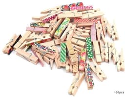 Wasknijper 100 Stks - Kleurrijk Houten - Foto Clips - Ambachten - Gift Inpakken - Roestvrijstalen Veerdraad - Knijpers — thumbnail 5
