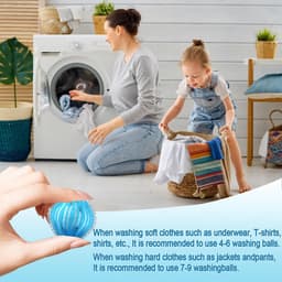 Herbruikbare pluisvrije wasballen verwijderen dierenharen uit kleding in de wasmachine (blauw). — thumbnail 5