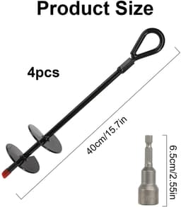 Dailygoods - Set van 4 Grondankers met Dubbele Helix - 40 cm Sterke Tentpalen — thumbnail 5
