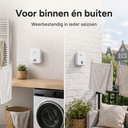 Waslijn Uittrekbaar tot 4,3 m – Waslijndraad met Stalen Kern – Roldrooglijn – Voor Binnen & Buiten – Lijmen of Boren – Wit — thumbnail 2