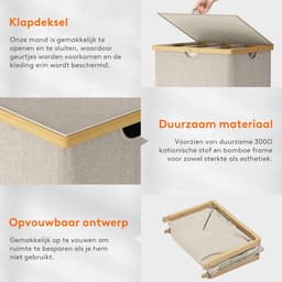 VALI® Wasmand -170L - Extra Grote Bamboe Wasmand - Beige - 54cm x 40cm x 80cm — thumbnail 5