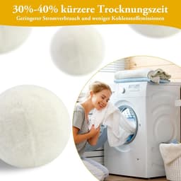 7 drogerballen voor wasdroger, 5 cm, drogerbal voor wasmachine, drogerballen van wol, natuurlijke wasverzachter, wasballen voor droger, zachte was (wit) — thumbnail 5