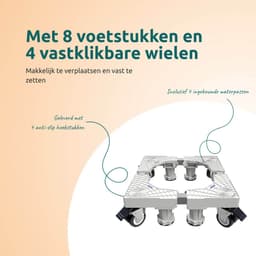 George Napoli Wasmachine Verhoger 8 Poten met 4 Wielen - Opbouwmeubel - Sokkel - Onderzetter - Onderbouwkast - Kast - Ook voor Droger, Koelkast, Vaatwasser en Vriezer - Wit — thumbnail 3