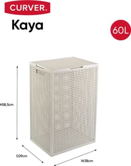 Curver Kaya Wasmand met deksel - 60L - 38x29x58,5 cm - Wit — thumbnail 3