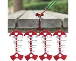 Aluminium Tenttouwspanners Set van 4 met Veergesp en Grondankers - Ideaal voor Kamperen en Wandelen