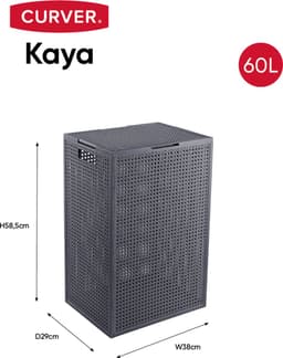 Curver Kaya Wasmand met deksel - 60L - 38x29x58,5 cm - Antraciet — thumbnail 3
