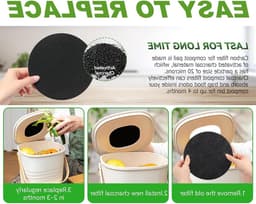 Ronde Actieve Koolstoffilters voor Compostbakken - Geurfilter voor Keukenafval en Etenresten - Set van 4 Stuks — thumbnail 3