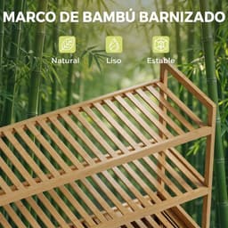 Bresht Wasmand kast - Waskast - Wasmand - Natuurlijk Bamboe - 3 Open opbergplanken - 2 wasmanden 38,7 Liter - 80 × 30 × 118 cm — thumbnail 5