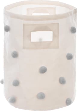 Atmosphera Kids Opbergmand/Wasmand pompon - Ø30xH41cm - Grijs — thumbnail 1