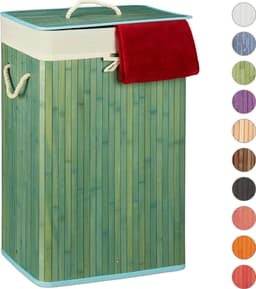 wasmand bamboe - 83 l - met deksel - opvouwbaar - groot — thumbnail 5