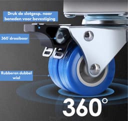 W&Z® Wasmachine verhoger met 4 wielen - Wasmachine Opbouwmeubel kast- 350kg - Wit — thumbnail 2