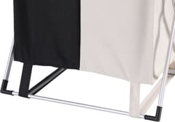 Wassorteerder - 60 L - Wasmand 2 Vakken - Opvouwbare Wasmanden - Wassorteerder 2 vaks - Aluminium Frame - Zwart - Wit — thumbnail 4