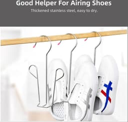 3x Schoenenrek - Droogrek - Schoen Haak - RVS Schoenenrek - Voor 3 Paar Schoenen - Zilver - Wasrek - Wasrekken - Droogrekken - Kledinghanger - Wassen / Schoen Drogen - Hardloopschoenen / Casual Schoenen / Leren Schoenen — thumbnail 4