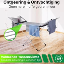 DreamGoods Elektrisch Droogrek - Instelbare Verwarming & Timer - Verwarmd Wasrek Inklapbaar - Duurzaam Drogen - Verwarmd Droogrek - Elektrisch Wasrek - Wasrek Inklapbaar - Droogrek met Verwarming Energiezuinig — thumbnail 3