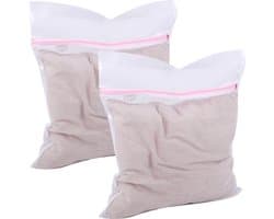 Urban Living Waszakken XXL size voor delicaat wasgoed - 2x - lingerie/bh waszak - wit - 38 x 48 cm