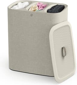 Equivera Wasmand 3 Vakken - Wassorteerder - Driedelige Wasmand - Organizer Kleding - Laundry Basket - Wasbox — thumbnail 1
