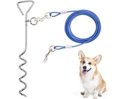 Hond Stake Tie Out Kabel - 76 cm - Anti-Roest Reflecterende Staking voor Middelgrote en Grote Honden tot 125 kg - Hondenkabelloper voor Tuin en Camping