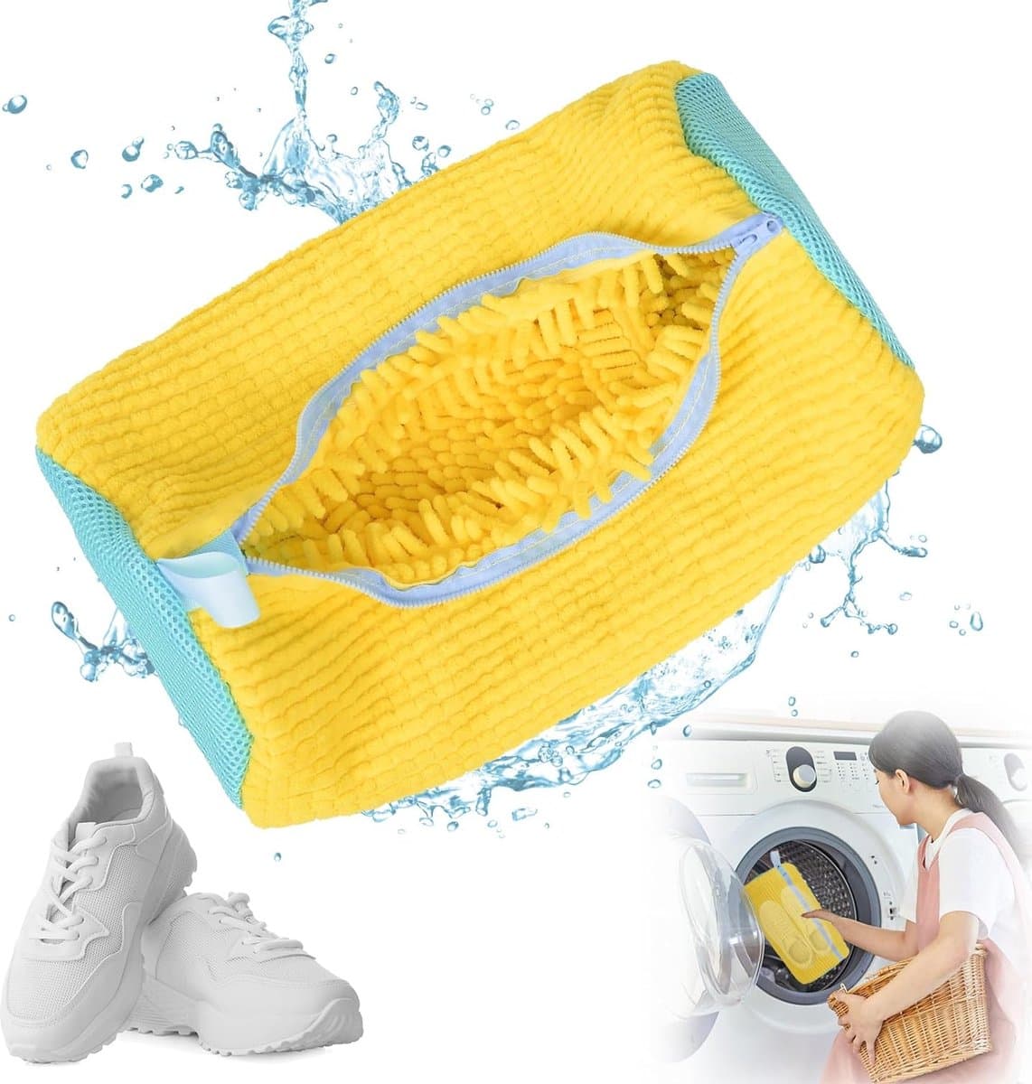 Waszak - Wasnet Voor Schoenen - Herbruikbaar - Waszak Voor Schoenen - Schoenen Waszak - 39 x 19 Cm - Netje Anti-Vervorming - Delicaat Wasgoed - Schoen Wassen - Schoenenwaszak - Wasgoed - Wasmachine - Schoenen / Sneakers - Met Rits En Hangende Ring — afbeelding 1