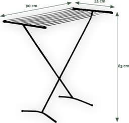 BRASQ Droogrek Staand Zwart - 8 meter - Wasdroger - Inklapbaar Wasrek - Staand Droogrek - Droogrekken - 90x53x83 cm — thumbnail 2