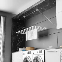 Kledinghanger Plafond 100x50cm, 8m Droogoppervlak, Mini Opvouwbare Kleding Droger, Metaal met PVC-Vrije Coating, Witte Hangende Droger — thumbnail 1